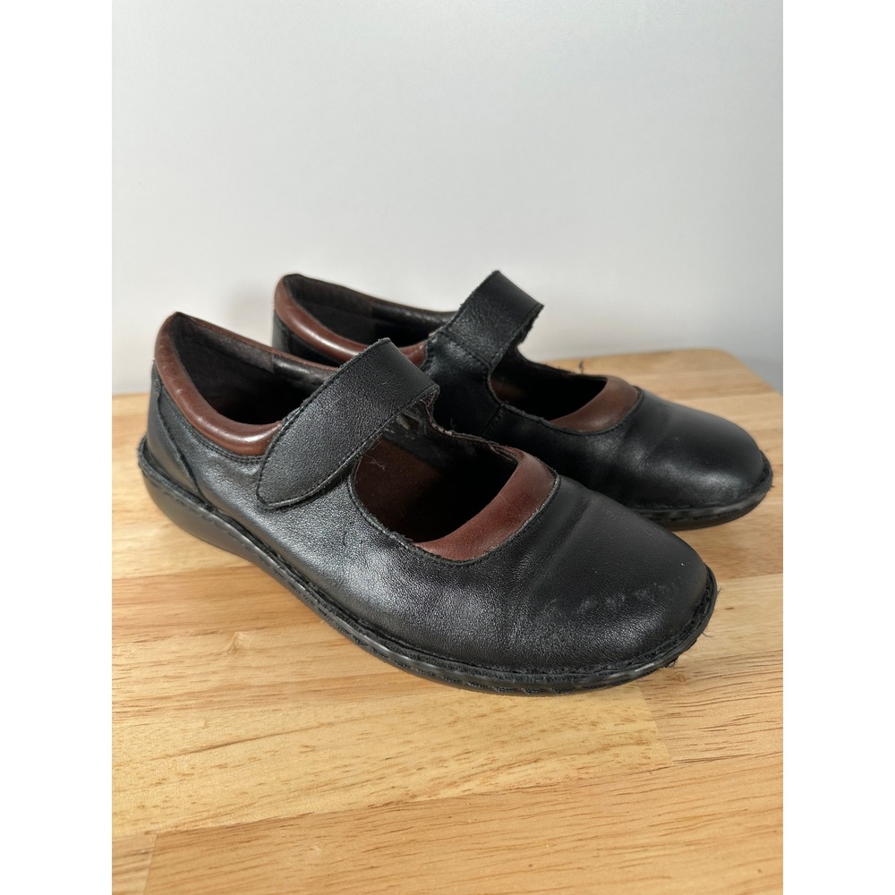 Black Mary Jane Volks Walkers Comfort‎ Leather Strap Shoes 38 EU 7.5 US